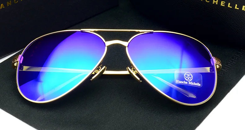 Vintage Polarized Pilot Sunglasses for Women - UV400 Mirror Sun Glasses with Box - ZOOMNSTORE