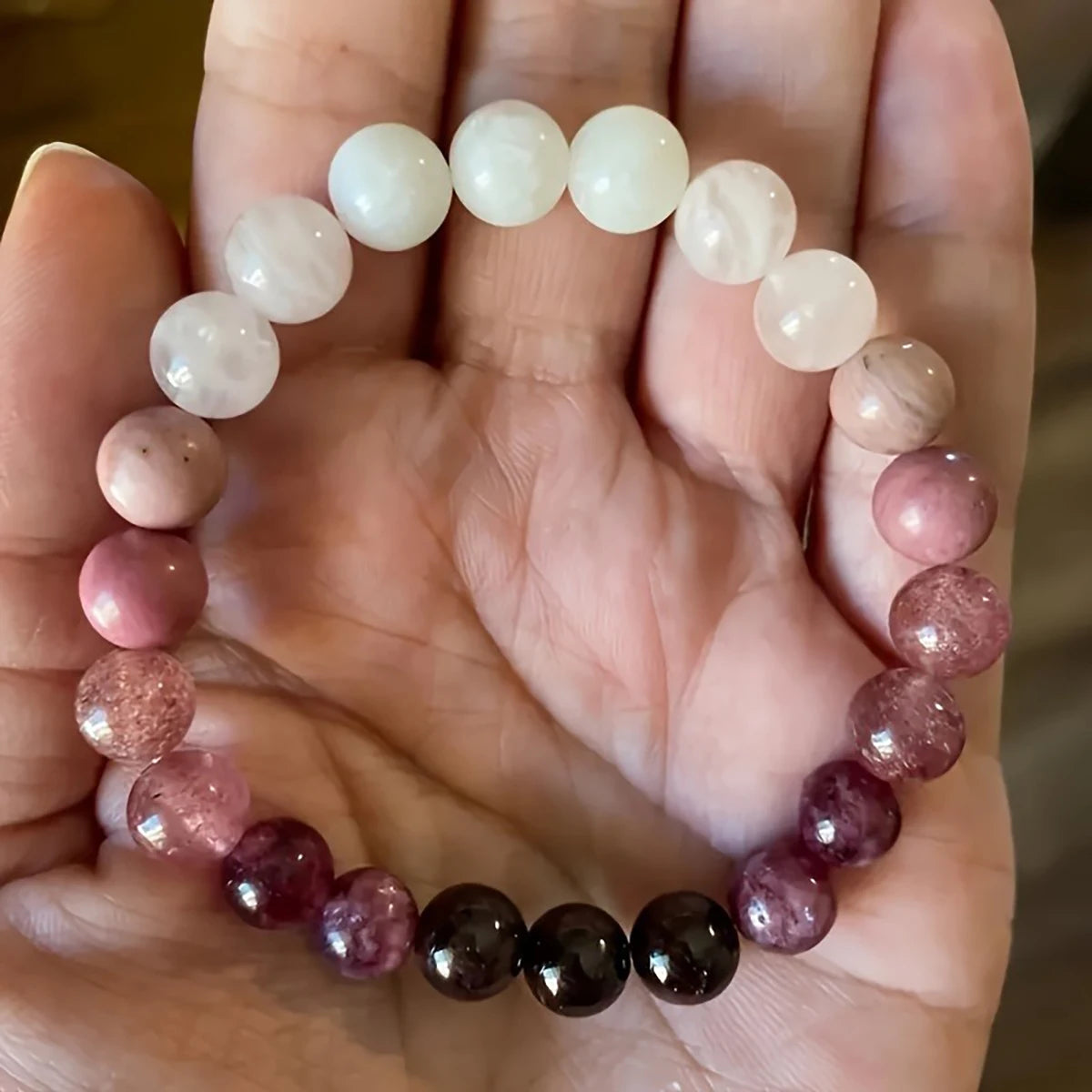 Pink Amethyst Bracelet - Handmade Natural Stone Self Love Jewelry for Couples - ZOOMNSTORE