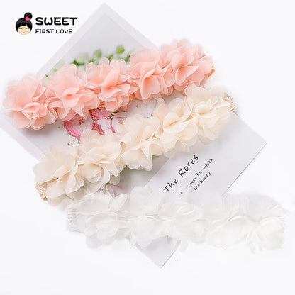 Pink Baby Flower Headband Pink Chiffon Hair Bands Handmade DIY Headwear Hair Accessories for Kids Children Newborn Toddler - ZOOMNSTORE