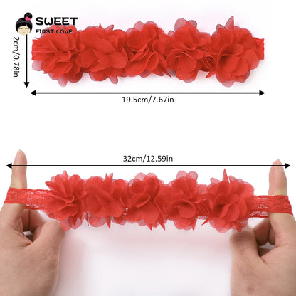 Pink Baby Flower Headband Pink Chiffon Hair Bands Handmade DIY Headwear Hair Accessories for Kids Children Newborn Toddler - ZOOMNSTORE