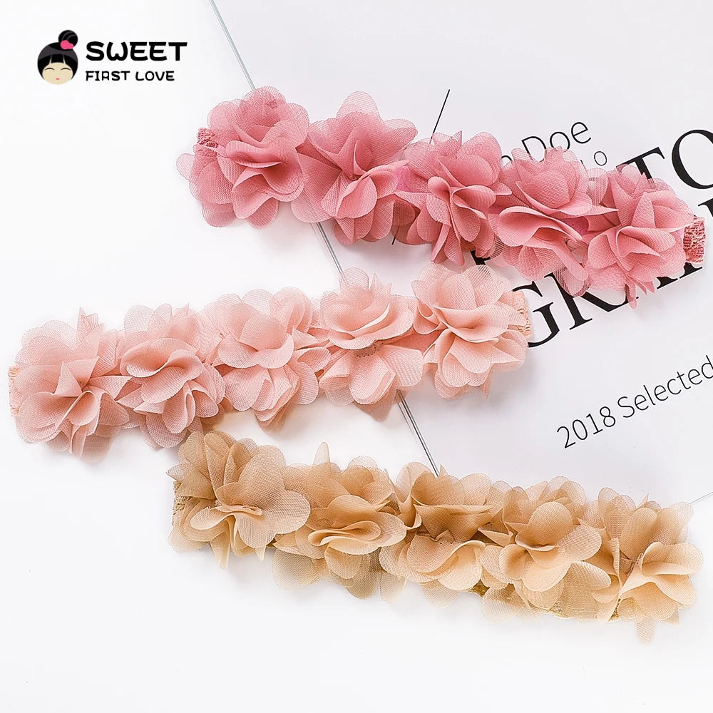 Pink Baby Flower Headband Pink Chiffon Hair Bands Handmade DIY Headwear Hair Accessories for Kids Children Newborn Toddler - ZOOMNSTORE