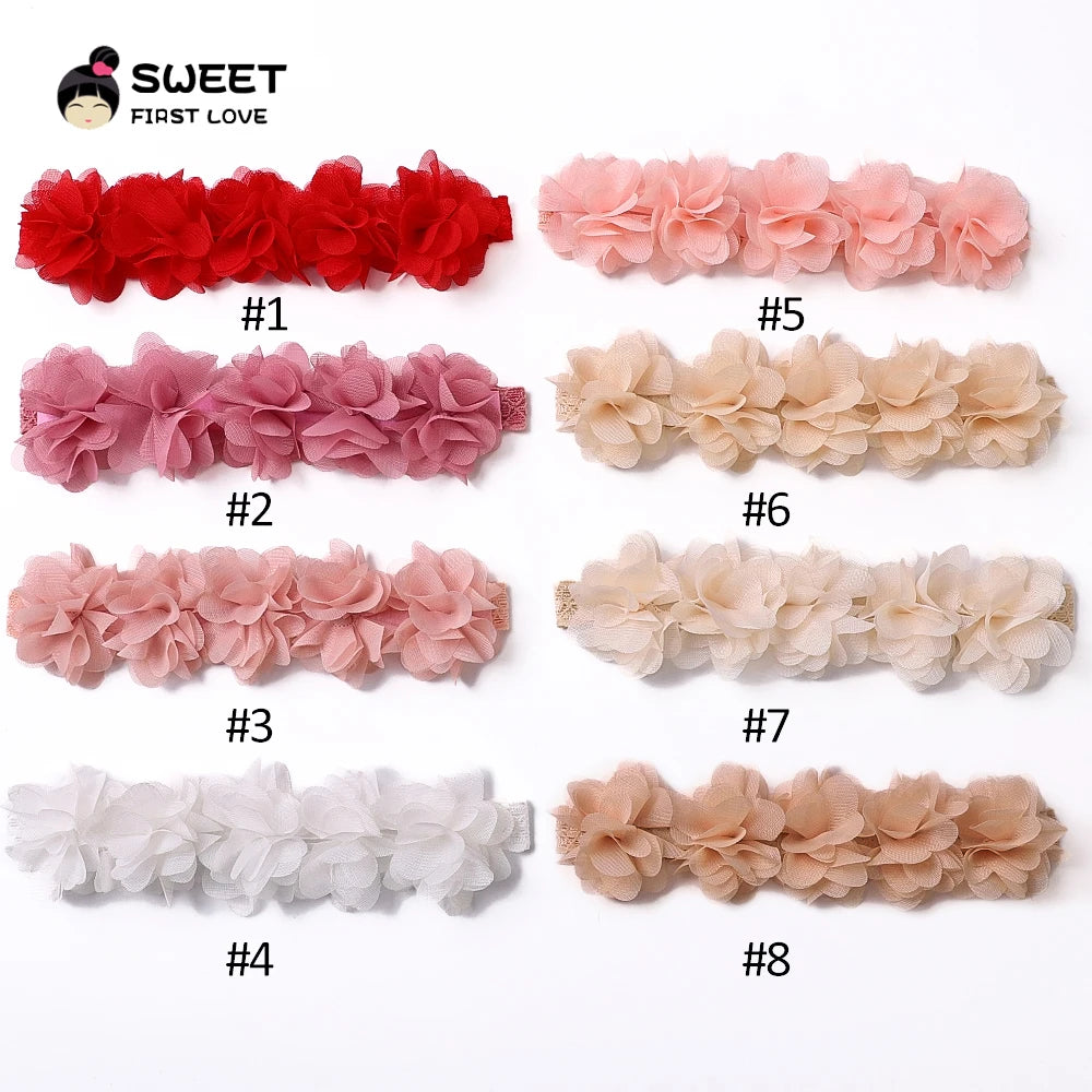 Pink Baby Flower Headband Pink Chiffon Hair Bands Handmade DIY Headwear Hair Accessories for Kids Children Newborn Toddler - ZOOMNSTORE