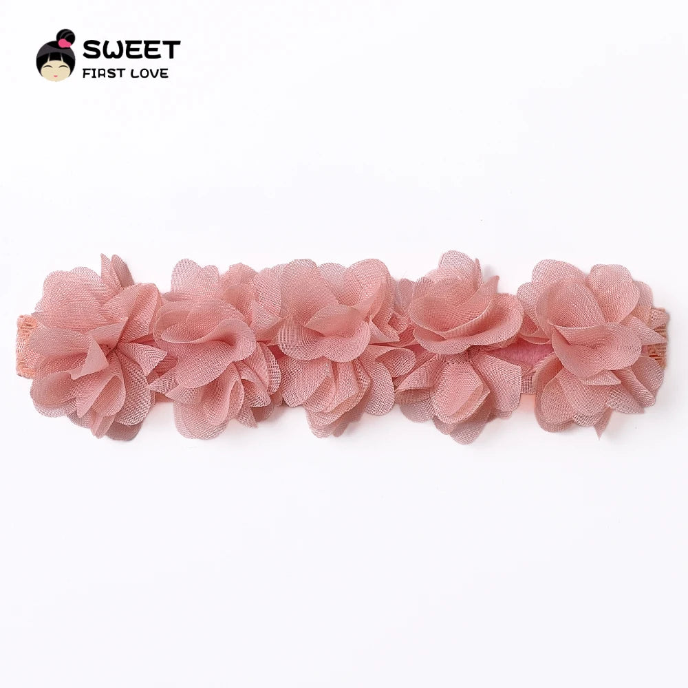 Pink Baby Flower Headband Pink Chiffon Hair Bands Handmade DIY Headwear Hair Accessories for Kids Children Newborn Toddler - ZOOMNSTORE
