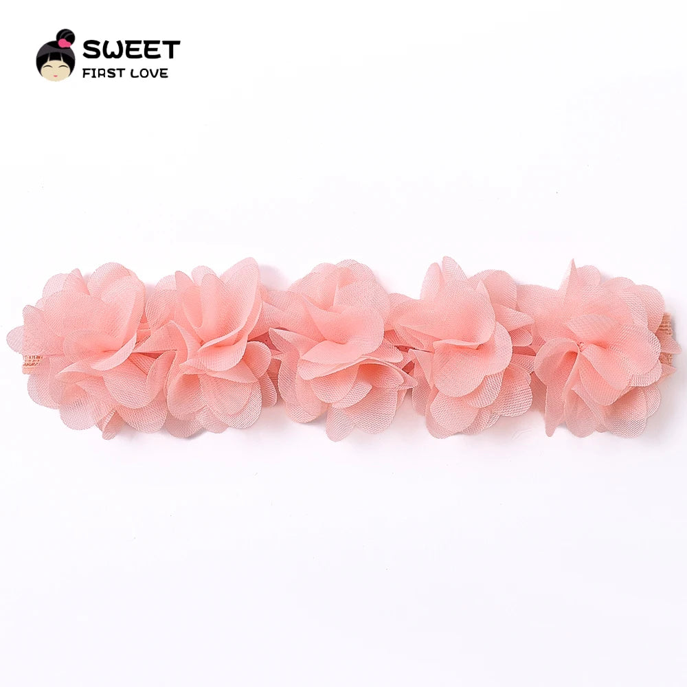 Pink Baby Flower Headband Pink Chiffon Hair Bands Handmade DIY Headwear Hair Accessories for Kids Children Newborn Toddler - ZOOMNSTORE