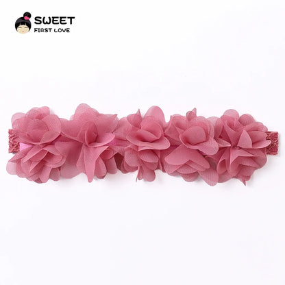 Pink Baby Flower Headband Pink Chiffon Hair Bands Handmade DIY Headwear Hair Accessories for Kids Children Newborn Toddler - ZOOMNSTORE