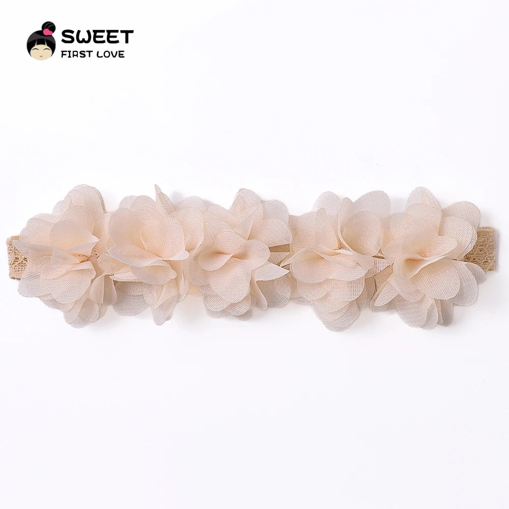 Pink Baby Flower Headband Pink Chiffon Hair Bands Handmade DIY Headwear Hair Accessories for Kids Children Newborn Toddler - ZOOMNSTORE