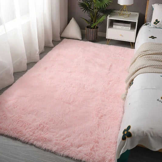 Pink Kids Bedroom Carpet - Soft Fluffy Rug for Girls Room Decor - ZOOMNSTORE