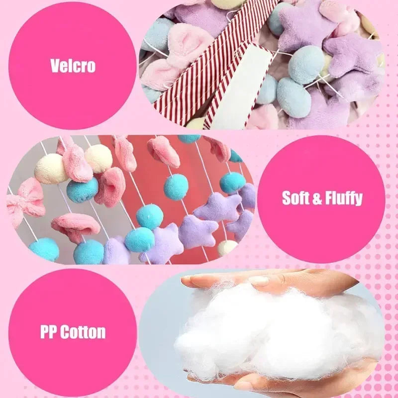 Pink Bow Curtain - Soft Fluffy Velvet Fabric Doorway Curtains for Girls Bedroom - ZOOMNSTORE