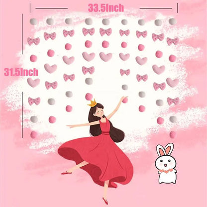 Pink Bow Curtain - Soft Fluffy Velvet Fabric Doorway Curtains for Girls Bedroom - ZOOMNSTORE