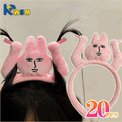 1-20PCS Headbands New Pink Bunny Hair Band Quirky Fun Plush Headband Grip Bangs Cute Photo Decoration Hair Bands Headdress - ZOOMNSTORE