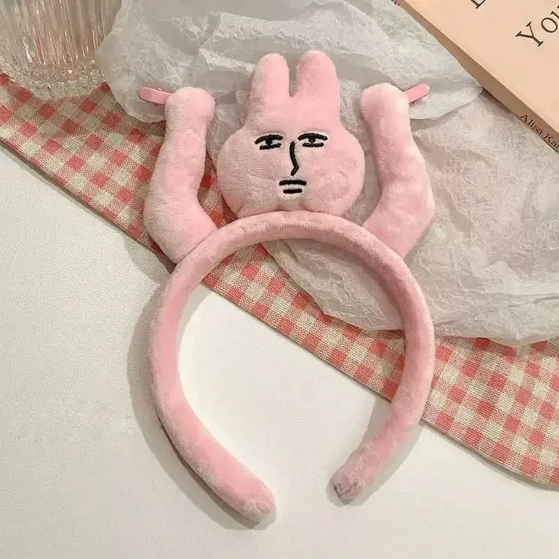 1-20PCS Headbands New Pink Bunny Hair Band Quirky Fun Plush Headband Grip Bangs Cute Photo Decoration Hair Bands Headdress - ZOOMNSTORE