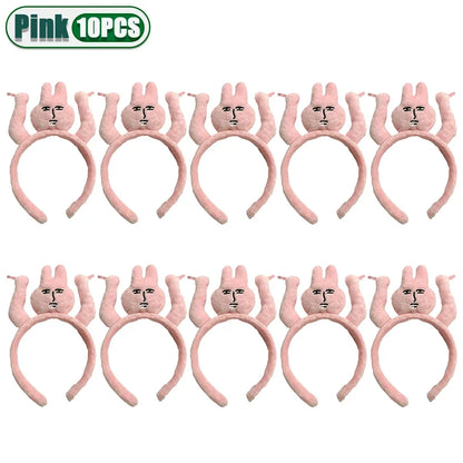 1-20PCS Headbands New Pink Bunny Hair Band Quirky Fun Plush Headband Grip Bangs Cute Photo Decoration Hair Bands Headdress - ZOOMNSTORE