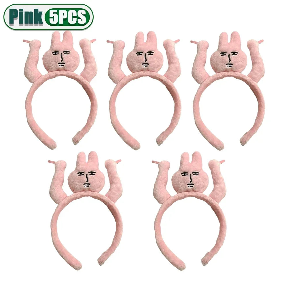 1-20PCS Headbands New Pink Bunny Hair Band Quirky Fun Plush Headband Grip Bangs Cute Photo Decoration Hair Bands Headdress - ZOOMNSTORE