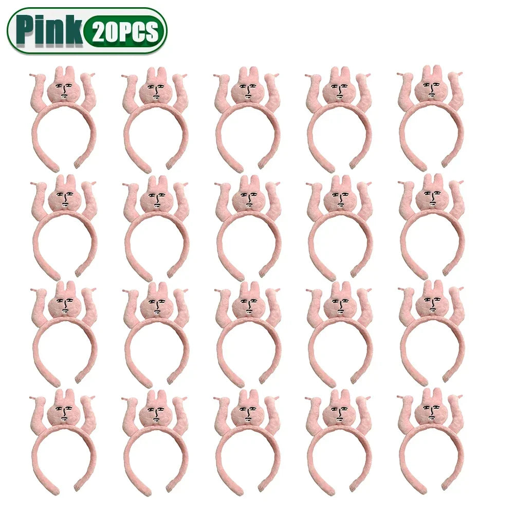 1-20PCS Headbands New Pink Bunny Hair Band Quirky Fun Plush Headband Grip Bangs Cute Photo Decoration Hair Bands Headdress - ZOOMNSTORE