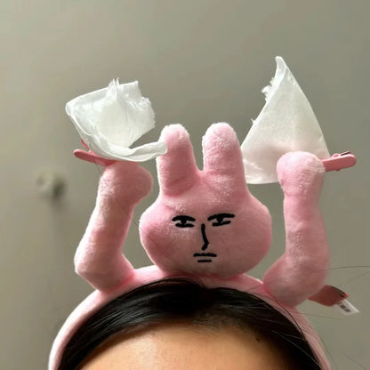 1-20PCS Headbands New Pink Bunny Hair Band Quirky Fun Plush Headband Grip Bangs Cute Photo Decoration Hair Bands Headdress - ZOOMNSTORE