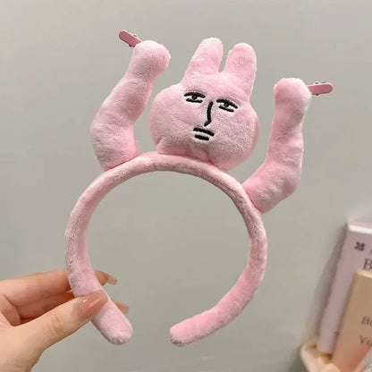 1-20PCS Headbands New Pink Bunny Hair Band Quirky Fun Plush Headband Grip Bangs Cute Photo Decoration Hair Bands Headdress - ZOOMNSTORE