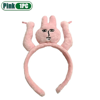 1-20PCS Headbands New Pink Bunny Hair Band Quirky Fun Plush Headband Grip Bangs Cute Photo Decoration Hair Bands Headdress - ZOOMNSTORE