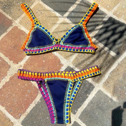 Pink Crochet Bikini – Women's Swimwear Two Piece Swimsuit With Adjustable Straps - ZOOMNSTORE