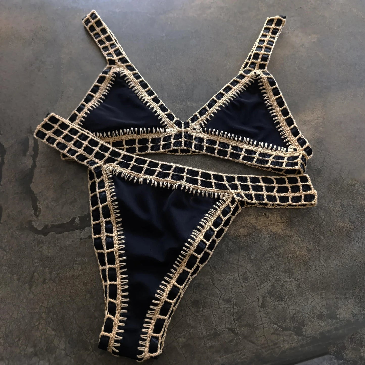 Pink Crochet Bikini – Women's Swimwear Two Piece Swimsuit With Adjustable Straps - ZOOMNSTORE
