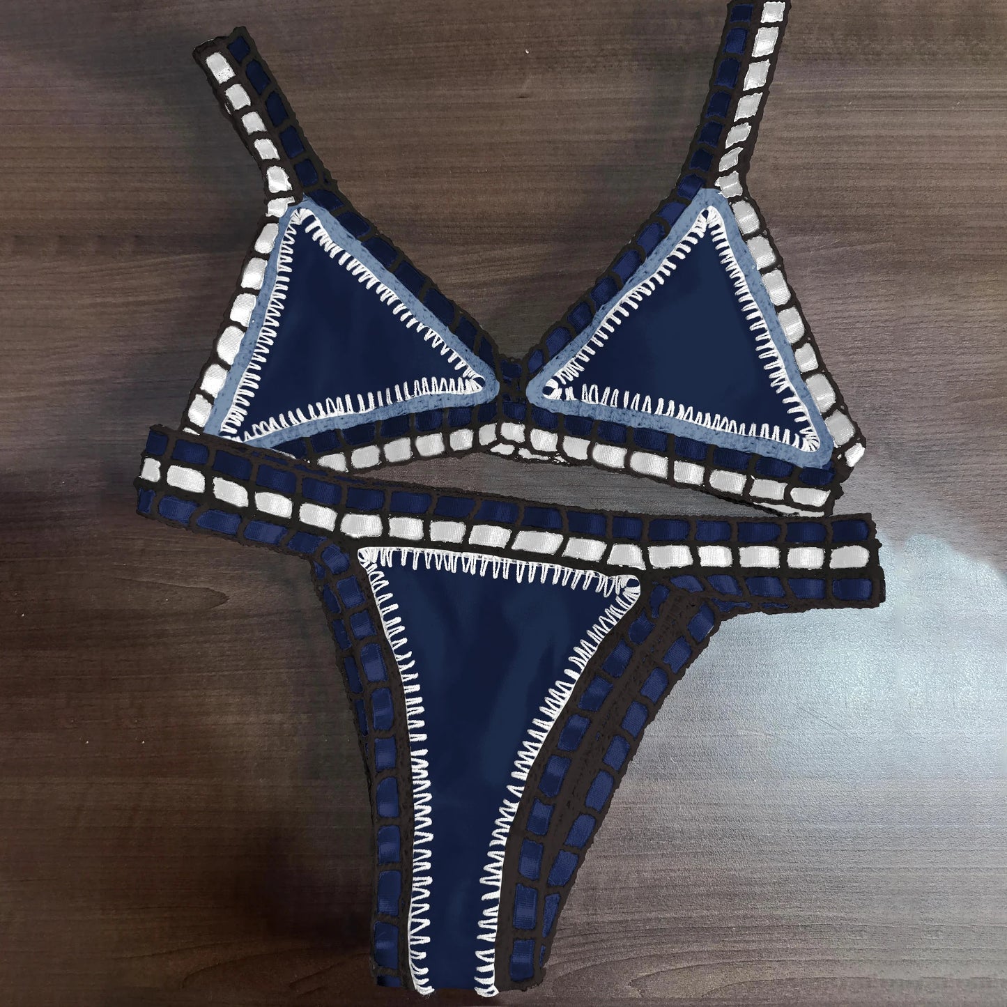 Pink Crochet Bikini – Women's Swimwear Two Piece Swimsuit With Adjustable Straps - ZOOMNSTORE