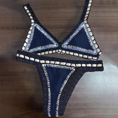 Pink Crochet Bikini – Women's Swimwear Two Piece Swimsuit With Adjustable Straps - ZOOMNSTORE