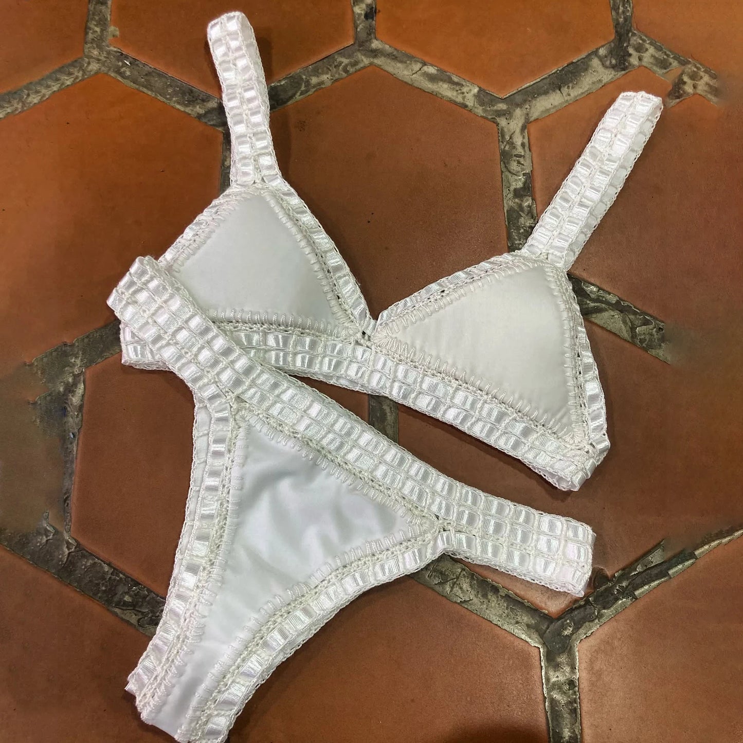 Pink Crochet Bikini – Women's Swimwear Two Piece Swimsuit With Adjustable Straps - ZOOMNSTORE