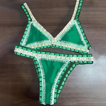 Pink Crochet Bikini – Women's Swimwear Two Piece Swimsuit With Adjustable Straps - ZOOMNSTORE