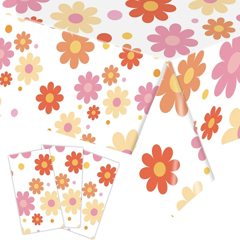 Pink Daisy Disposable Tableware Set - 24pcs Plates Napkins Straws for Birthday Baby Shower Wedding Decor - ZOOMNSTORE