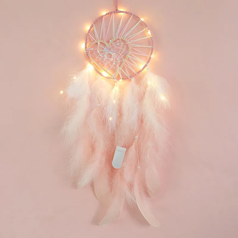Pink Dream Catcher Wall Art - Bohemian Feather Decor for Bedroom - ZOOMNSTORE