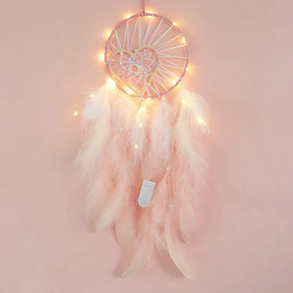Pink Dream Catcher Wall Art - Bohemian Feather Decor for Bedroom - ZOOMNSTORE