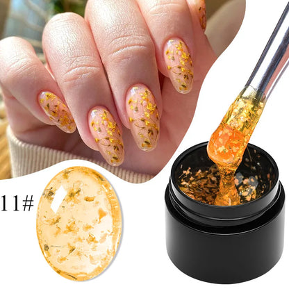 Pink Dried Flower Gel Nail Polish - Natural Flower Fairy Art Soak Off UVLED Varnish - ZOOMNSTORE