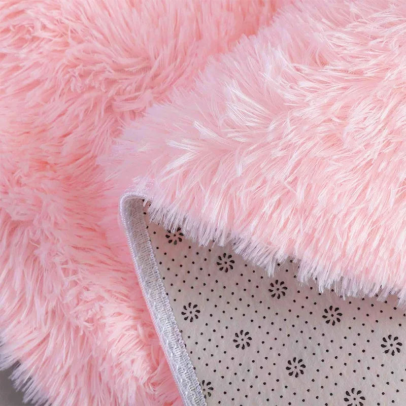 Pink Kids Bedroom Carpet - Soft Fluffy Rug for Girls Room Decor - ZOOMNSTORE