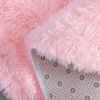 Pink Kids Bedroom Carpet - Soft Fluffy Rug for Girls Room Decor - ZOOMNSTORE