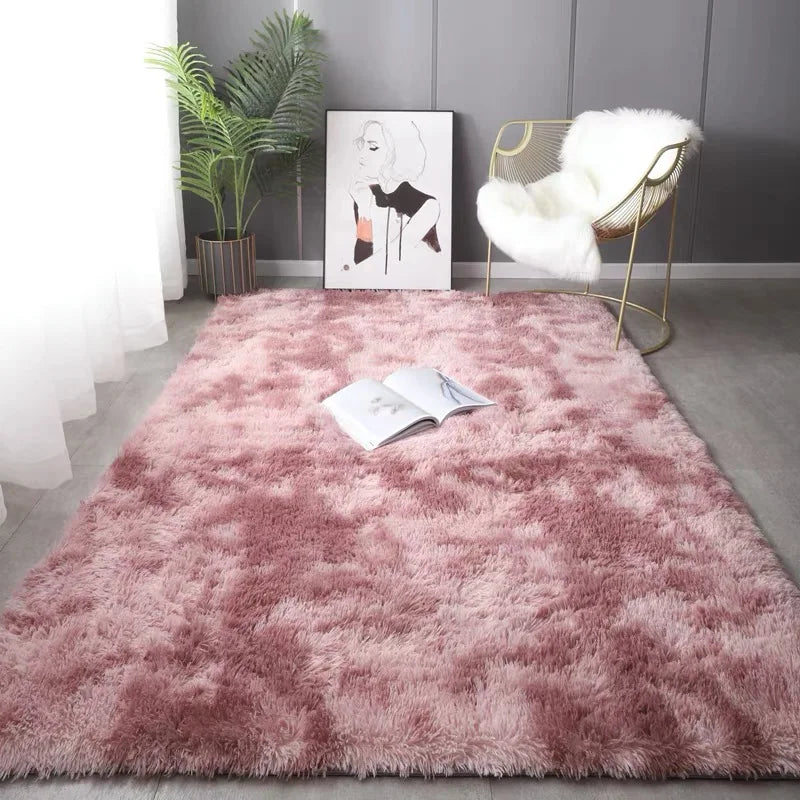 Pink Kids Bedroom Carpet - Soft Fluffy Rug for Girls Room Decor - ZOOMNSTORE