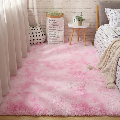 Pink Kids Bedroom Carpet - Soft Fluffy Rug for Girls Room Decor - ZOOMNSTORE