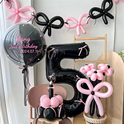 Pink Balloon Set - 45 Pieces with Black Number Balloons 0-9 for Girls Birthday  Anniversary Decoration - ZOOMNSTORE