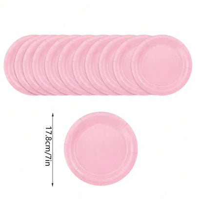Pink Party Supplies Set - Disposable Plates Spoons Forks Knives - ZOOMNSTORE