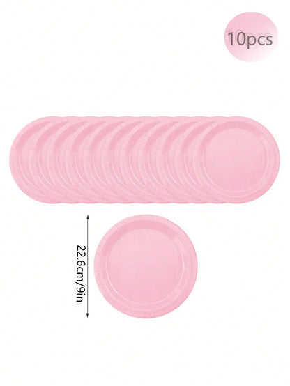 Pink Party Supplies Set - Disposable Plates Spoons Forks Knives - ZOOMNSTORE