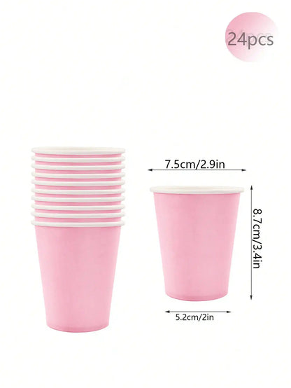 Pink Party Supplies Set - Disposable Plates Spoons Forks Knives - ZOOMNSTORE