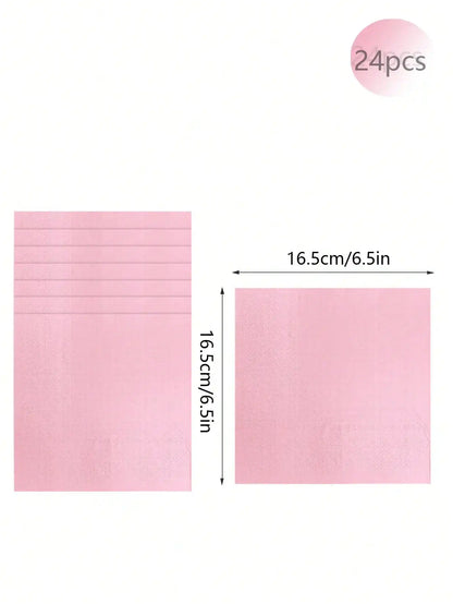 Pink Party Supplies Set - Disposable Plates Spoons Forks Knives - ZOOMNSTORE