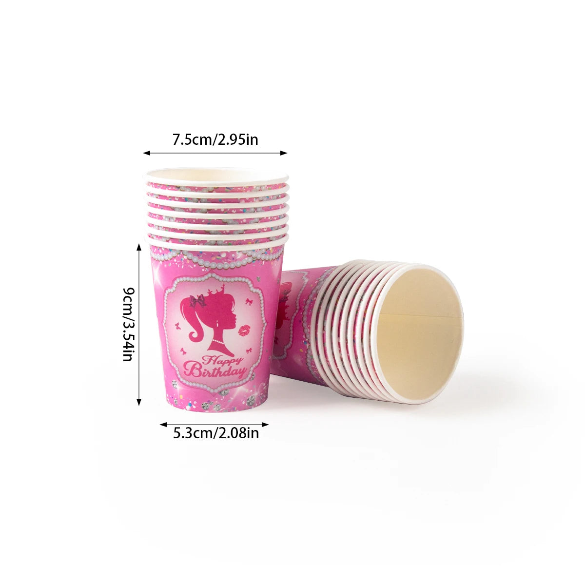 Pink Princess Party Tableware Set - Disposable Plates Cups  Napkins for Girls Birthday or Baby Shower - ZOOMNSTORE