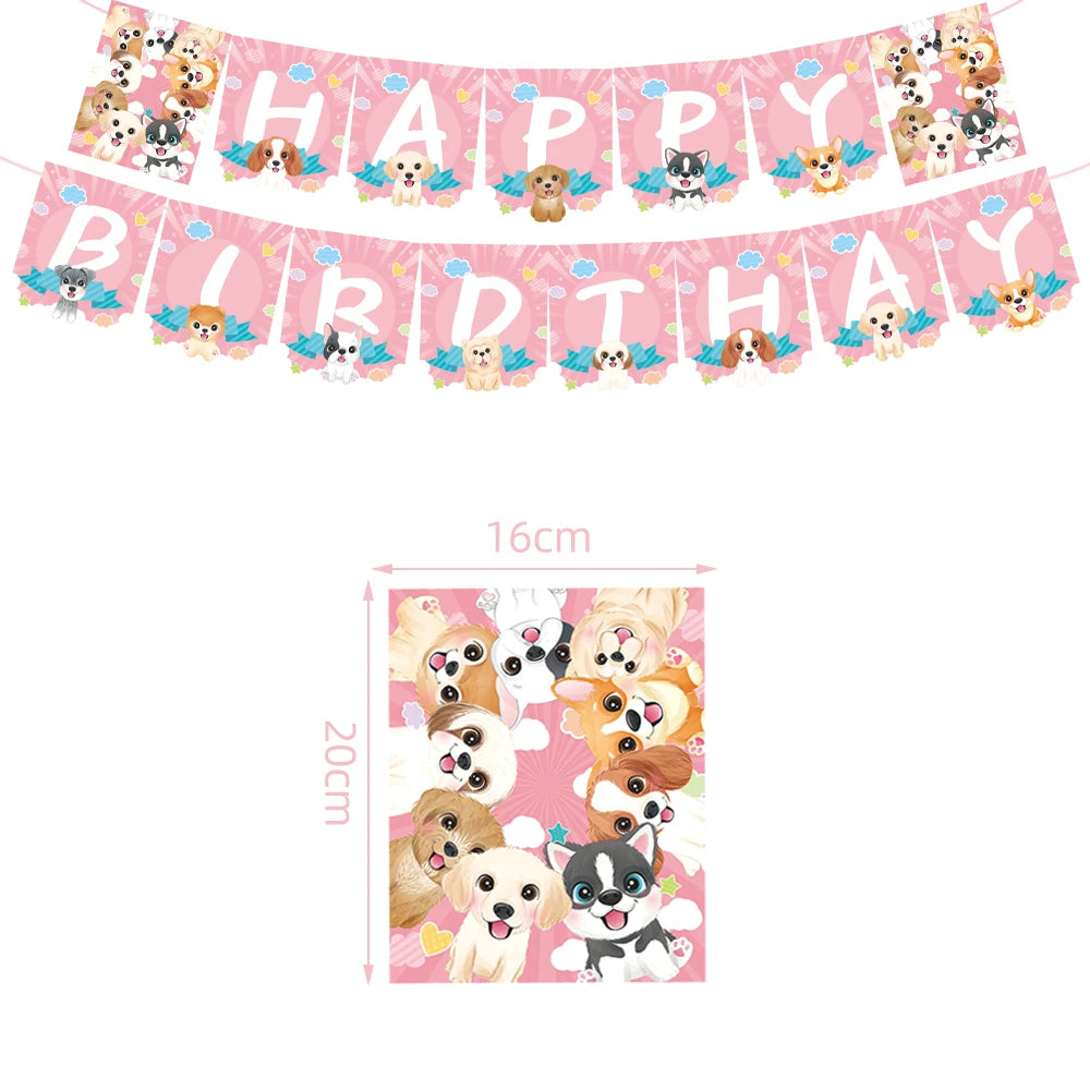 Pink Puppy Paw Birthday Party Supplies - Disposable Tableware  Decorations - ZOOMNSTORE