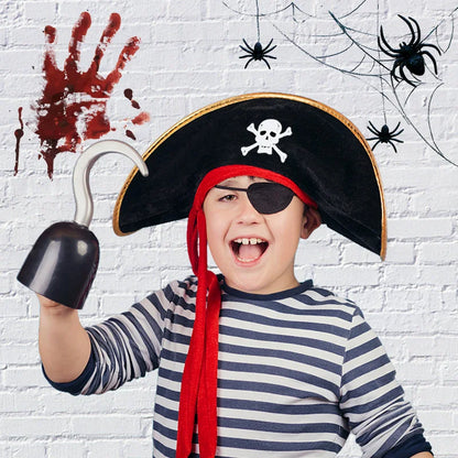 2pcs/set Pirate Hat And Pirate Skull Eye Patches Halloween Cosplay Captain Cap Headband For Adult Kids Birthday Party Decor Prop - ZOOMNSTORE
