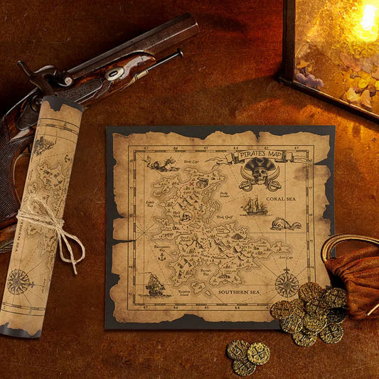 Pirate Treasure Map Party Supplies - Kids Birthday  Halloween Decor - ZOOMNSTORE