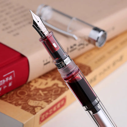 PENBBS 556 Piston Fountain Pen - Large Capacity Transparent Acrylic Ink-absorbing Nib Pen - ZOOMNSTORE