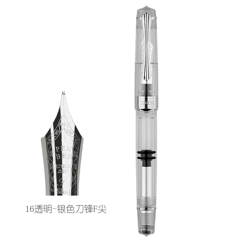 PENBBS 556 Piston Fountain Pen - Large Capacity Transparent Acrylic Ink-absorbing Nib Pen - ZOOMNSTORE