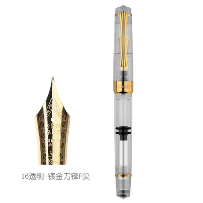 PENBBS 556 Piston Fountain Pen - Large Capacity Transparent Acrylic Ink-absorbing Nib Pen - ZOOMNSTORE