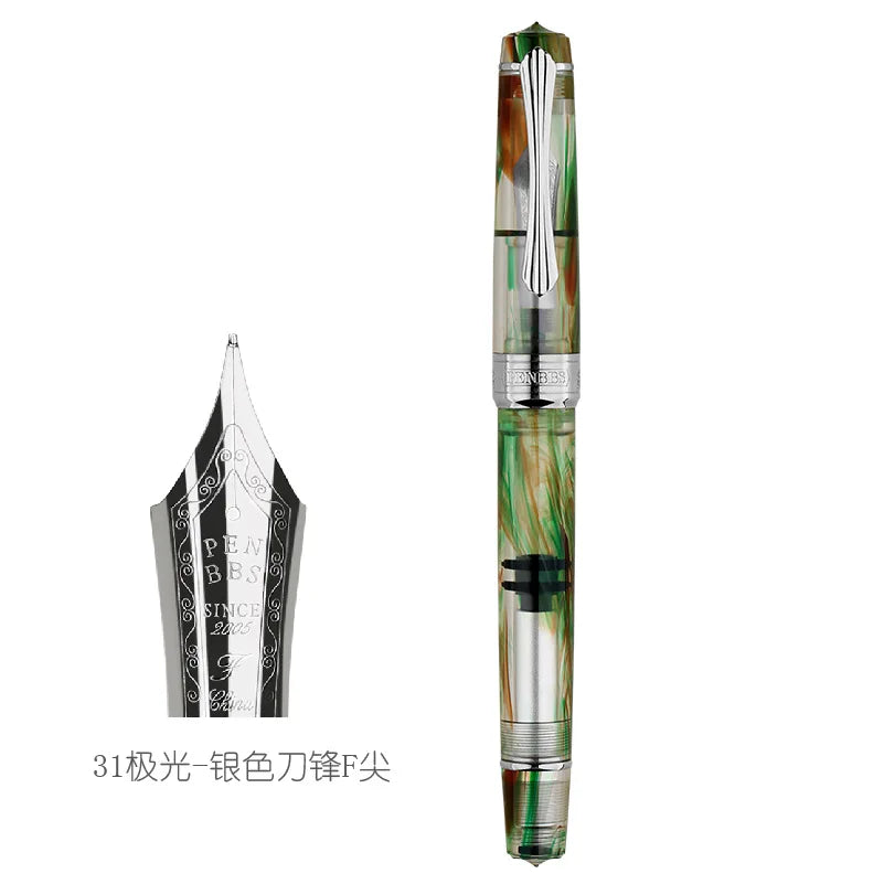 PENBBS 556 Piston Fountain Pen - Large Capacity Transparent Acrylic Ink-absorbing Nib Pen - ZOOMNSTORE