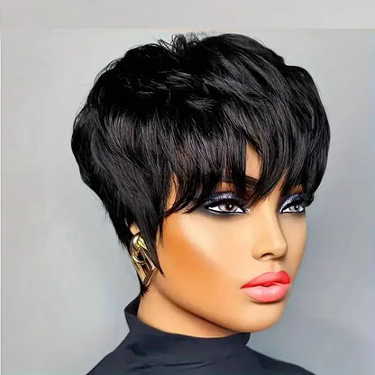 Pixie Cut Wigs - Short Bob Wig With Bangs | Brazilian Remy Human Hair, 180% Density - ZOOMNSTORE
