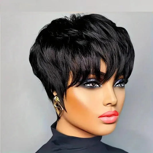 Pixie Cut Wigs - Short Bob Wig With Bangs | Brazilian Remy Human Hair, 180% Density - ZOOMNSTORE